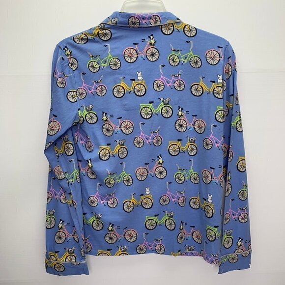 PJ Studio Pajama Top Size Small NWT Dogs & Bicycles Blue Sleep Top - Picture 6 of 9